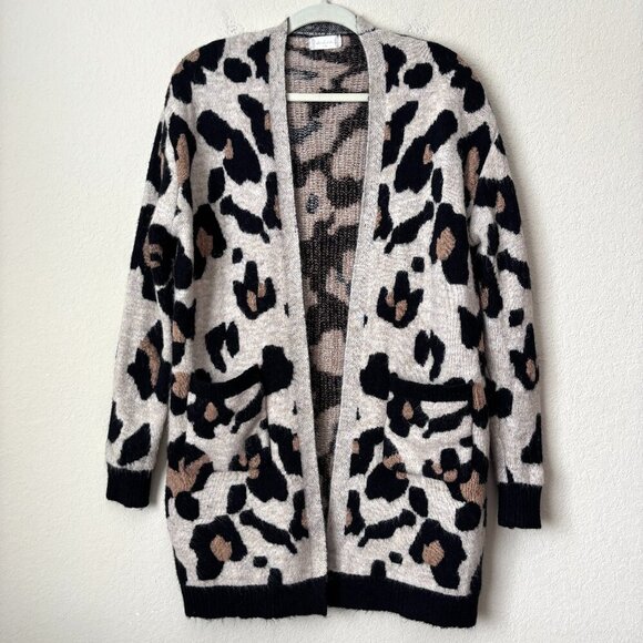 Altar'd State Sweaters - Altar'd State Boho Cozy Leopard Printed Open Front Longline Cardigan Sweater
